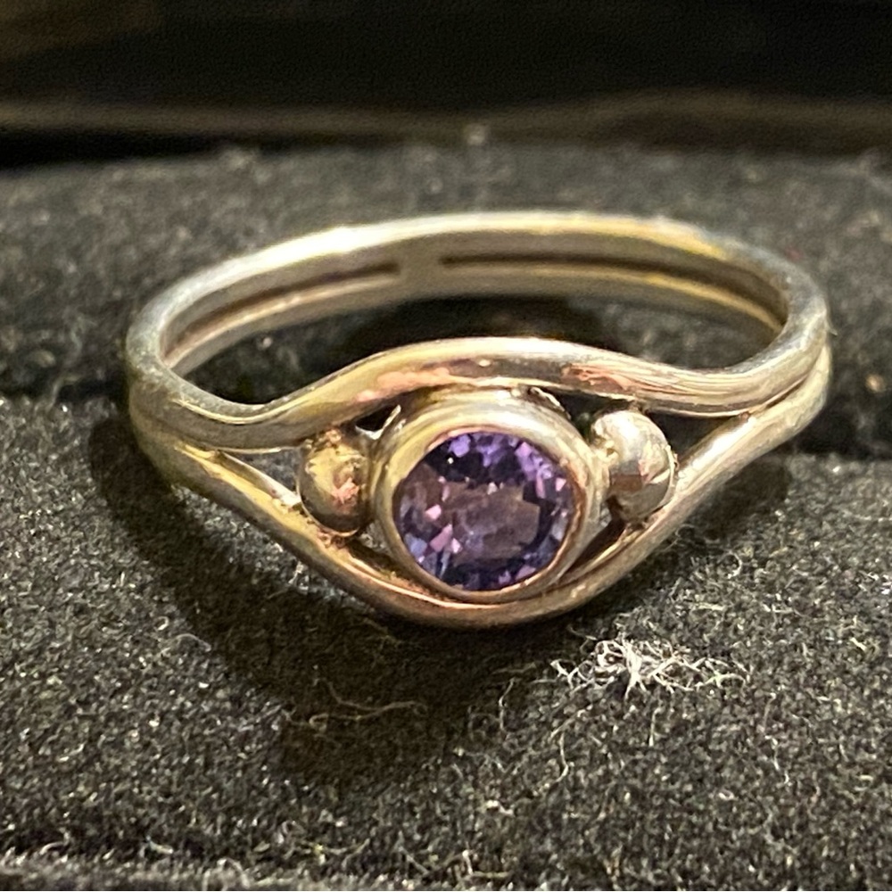 Custom .999 Silver Ring with Solitare Blue Diamond